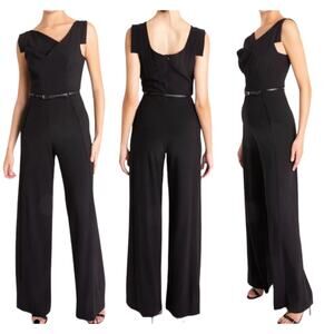 Black Halo NWT The Classic Jackie O Jumpsuit Black Size 10 Pockets Belted